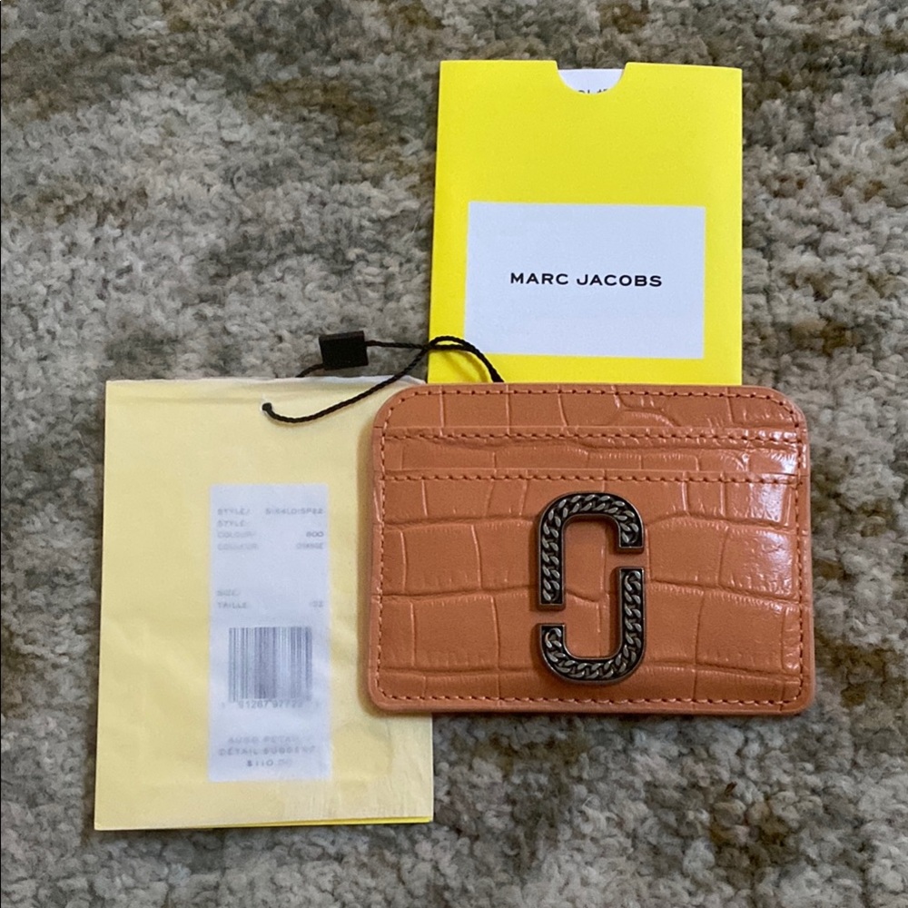 Authentic NWT Marc Jacobs Brown Croc-Embossed Cardholder